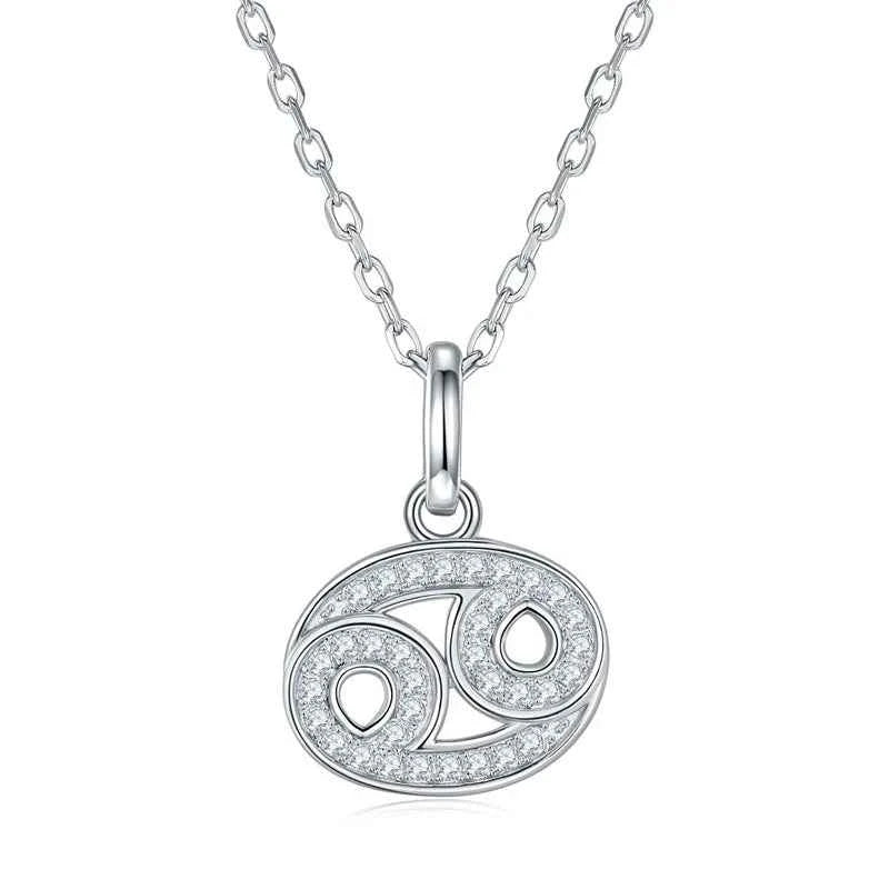Colar Signos do Zodíaco com Pingente de Moissanite Brilhante em Prata 925 com Banho de Ouro 18K, Moissanite Cor D VVS1 Certificada — Monlí