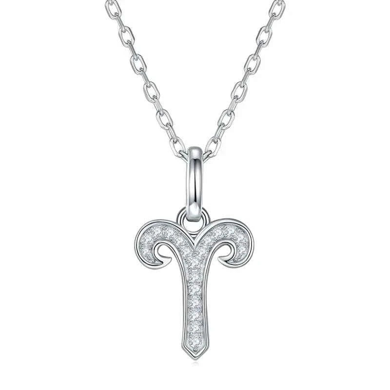 Colar Signos do Zodíaco com Pingente de Moissanite Brilhante em Prata 925 com Banho de Ouro 18K, Moissanite Cor D VVS1 Certificada — Monlí
