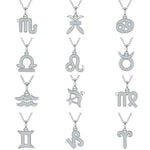 Colar Signos do Zodíaco com Pingente de Moissanite Brilhante em Prata 925 com Banho de Ouro 18K, Moissanite Cor D VVS1 Certificada — Monlí