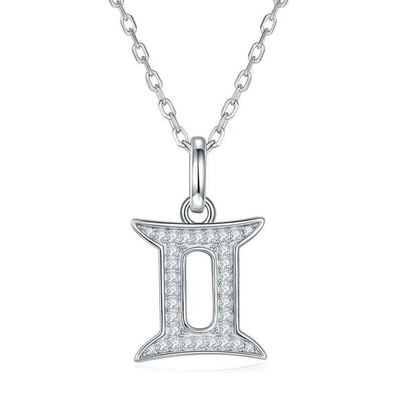 Colar Signos do Zodíaco com Pingente de Moissanite Brilhante em Prata 925 com Banho de Ouro 18K, Moissanite Cor D VVS1 Certificada — Monlí