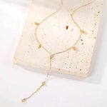 Colar Y Moissanite 3mm com Pendente Longo – Prata 925 Banhada a Ouro 18k – Monlí