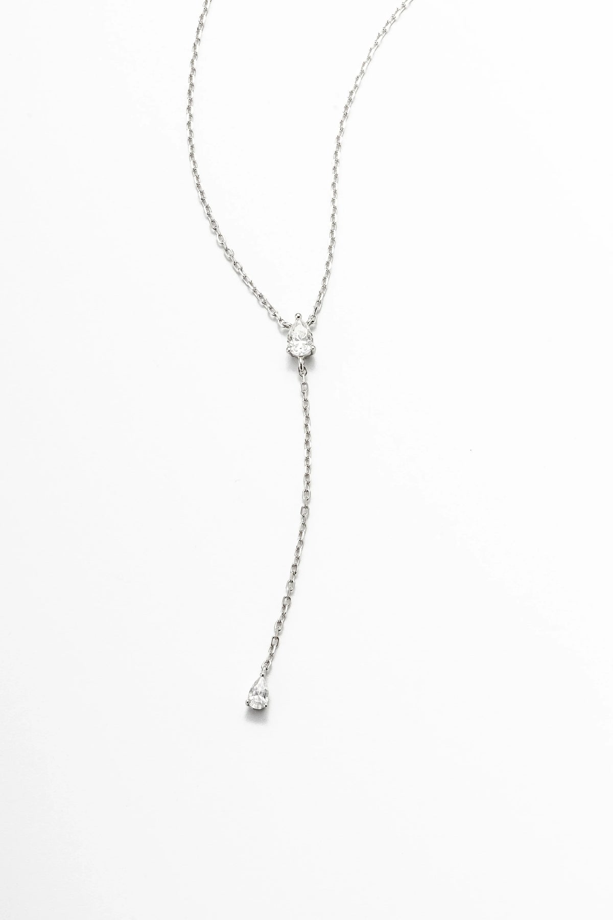 Colar Gravata Gotas Moissanite 0.75 Quilates em Prata 925 - Monlí