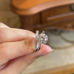 Conjunto de Anéis com Moissanite Brilhante 2ct em Prata 925, Lapidação Redonda, Moissanite Cor D VVS1 Certificada — Monlí