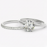 Conjunto de Anéis com Moissanite Solitário Brilhante 2ct em Prata 925, Lapidação Redonda, Moissanite Cor D VVS1 Certificada — Monlí