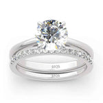 Conjunto de Anéis com Moissanite Brilhante 2ct em Prata 925, Lapidação Redonda, Moissanite Cor D VVS1 Certificada — Monlí