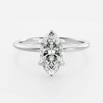 Conjunto de Anéis com Moissanite Solitário Marquise / Navette 3,3ct em Prata 925, Lapidação Excelente, Moissanite Cor D VVS1 Certificada — Monlí