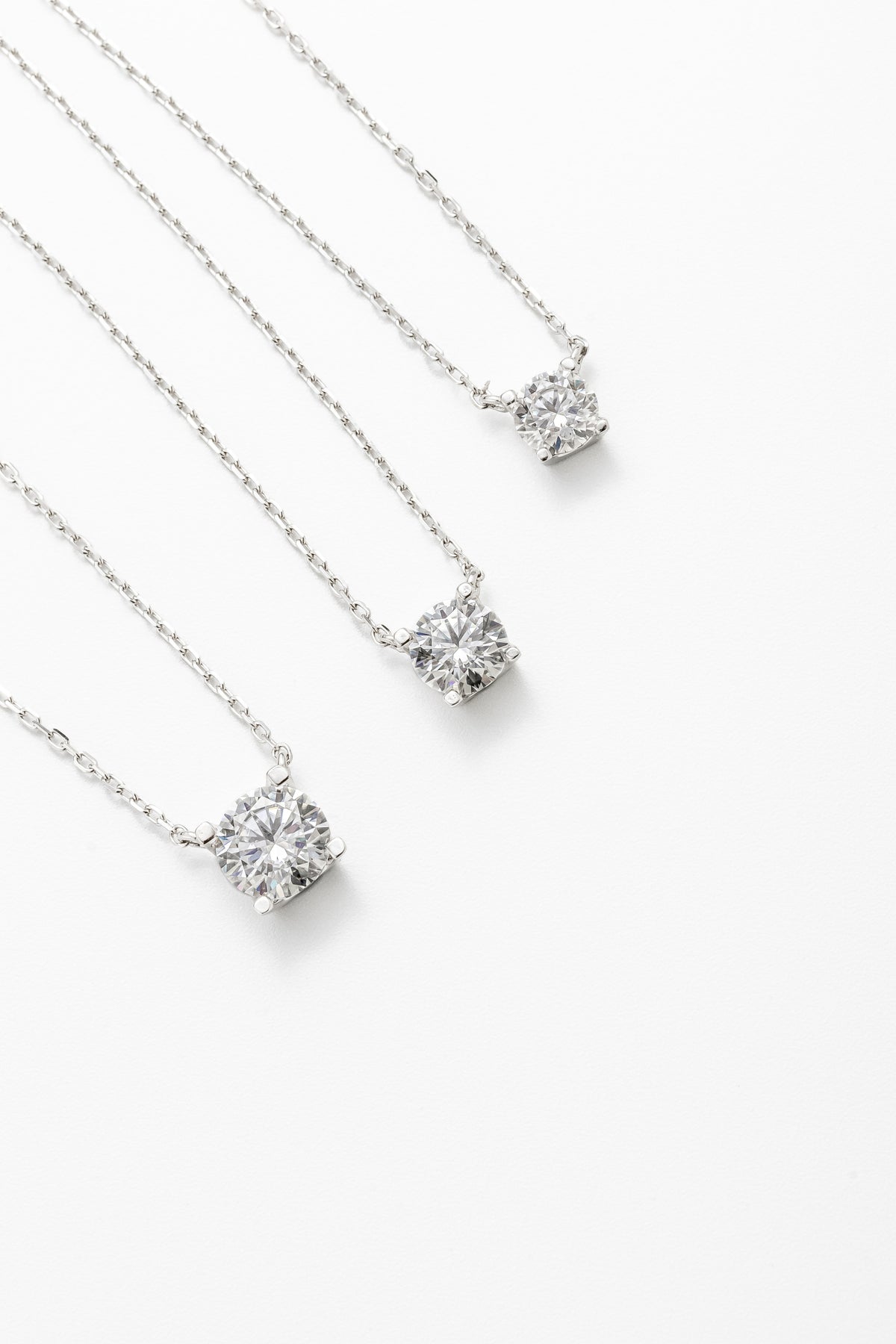 Conjunto Colares Ponto de Luz de Moissanite em Prata 925 com Ródio - Monlí