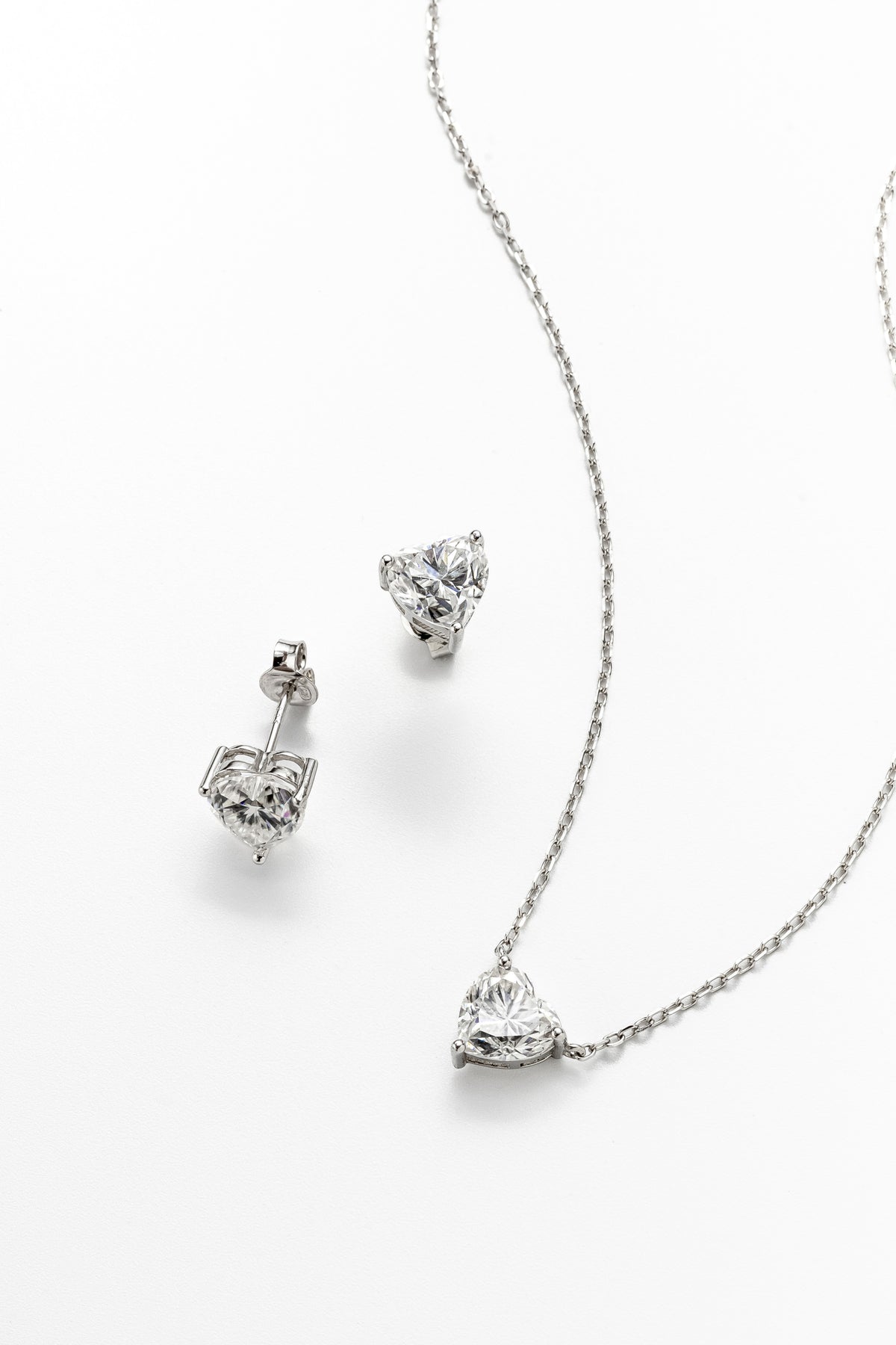 Conjunto Coração Moissanite 6 Quilates em Prata 925 com Ródio - Monlí