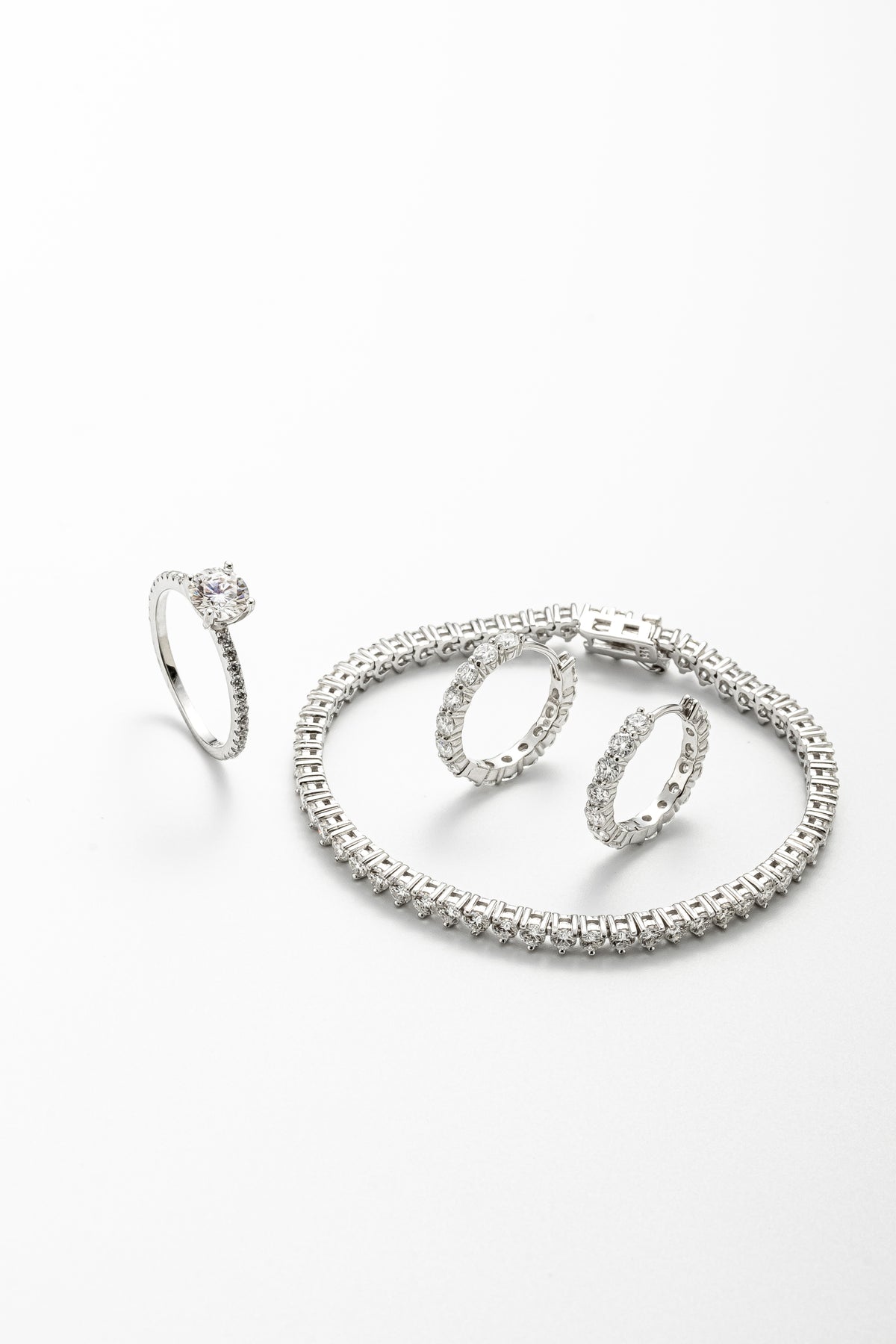 Conjunto Cravejado Moissanite 4 Quilates em Prata 925 com Ródio - Monlí