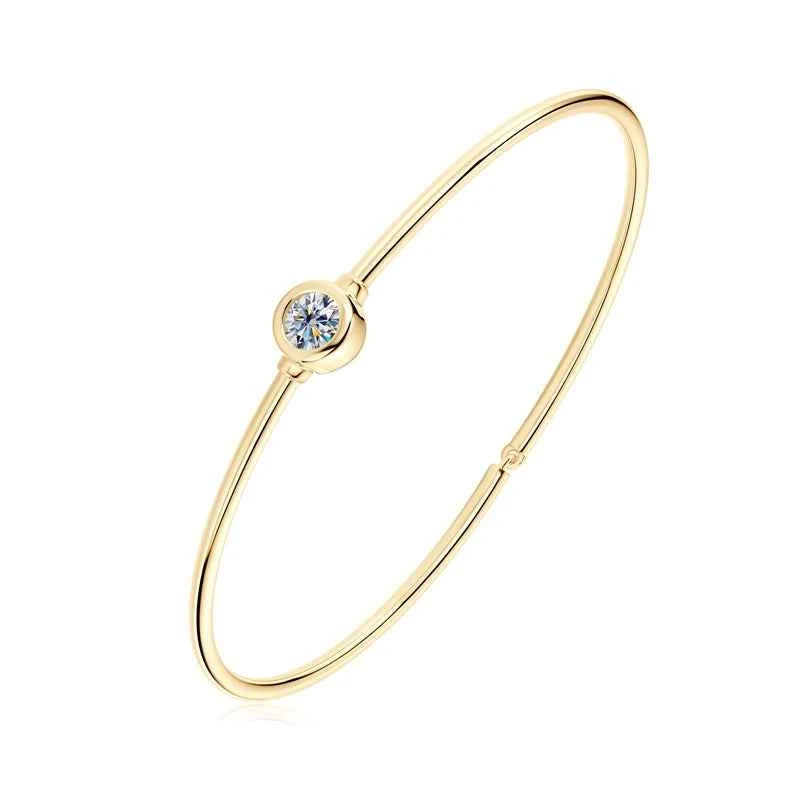 Pulseira Ajustável de Moissanite Redonda em Prata 925 Certificada