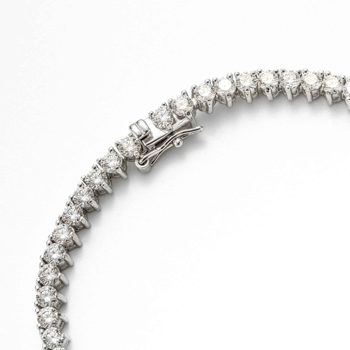 Pulseira Moissanite Prata 925 - Riviera 6ct (3mm) Brilhante com Ródio, Cor D VVS1 Certificada