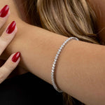 Pulseira Moissanite Prata 925 - Riviera 6ct (3mm) Brilhante com Ródio, Cor D VVS1 Certificada