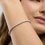 Pulseira Moissanite Prata 925 - Riviera 6ct (3mm) Brilhante com Ródio, Cor D VVS1 Certificada