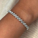 Pulseira Riviera Marquise Cut 0.5ct em Moissanite Cor D VVS1 Certificada em Prata 925 com Banho de Ouro 18K — Monlí