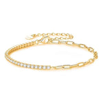 Pulseira Riviera Moissanite 2mm – Prata 925 Banhada a Ouro 18k com Elos – Monlí