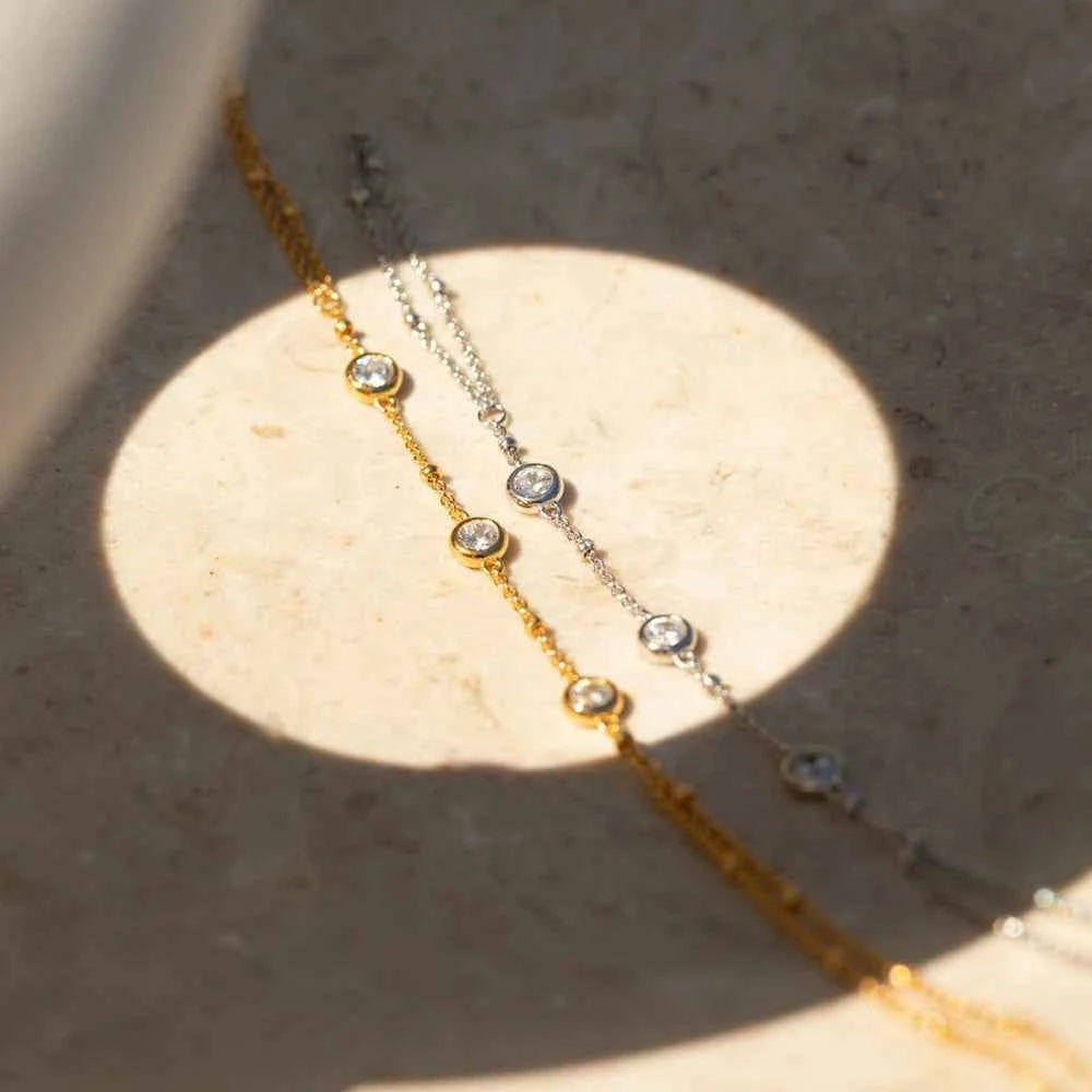 Pulseira de Moissanite 3mm em Prata 925, Moissanite Cor D VVS1 Certificada — Monlí