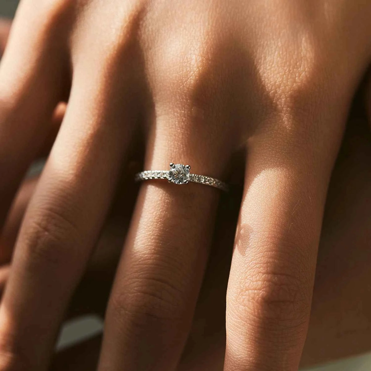 Anel de Moissanite Lapidação Brilhante em Prata 925 - Moissanite Cor D VVS1 Certificada