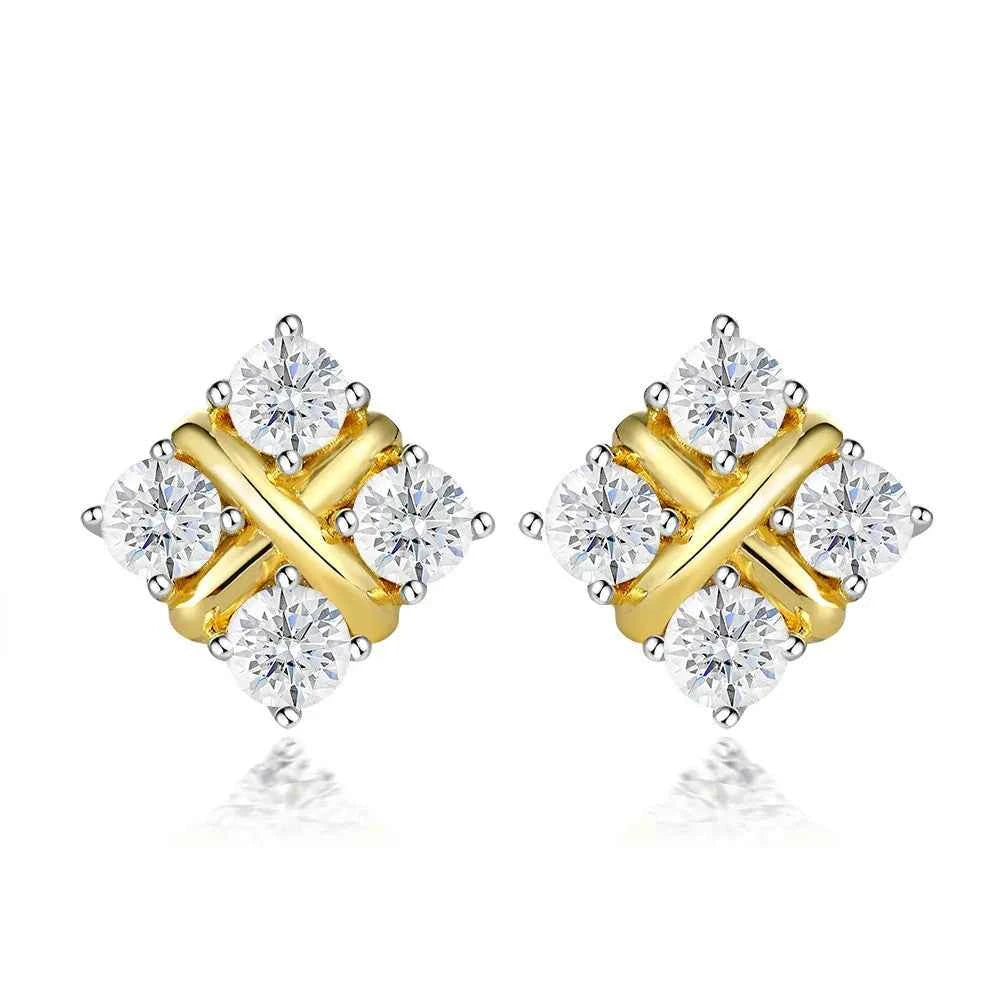 Brincos Ponto de Luz Moissanite 3mm – Prata 925 com Ouro 18k – Certificação GRA – Monlí