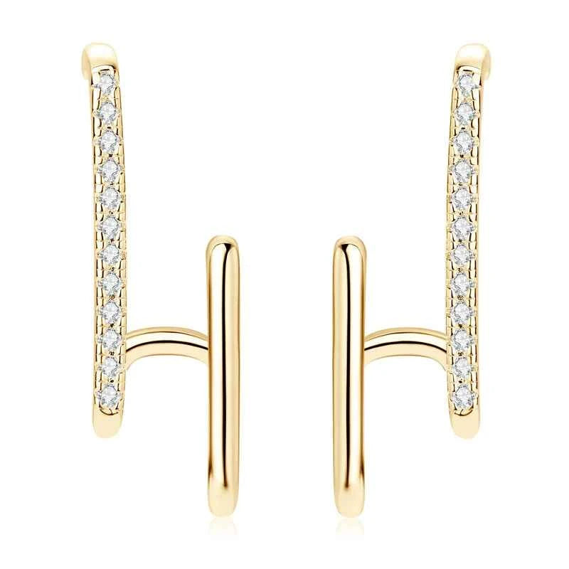 Brincos Geométricos de Moissanite Certificada em Prata 925 com Ouro Branco ou Ouro Amarelo