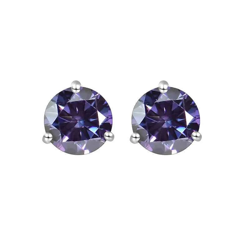 Brinco Moissanite Redondo 0.5ct/1ct – Prata 925 – Ponto de Luz Clássico – Todas as Cores