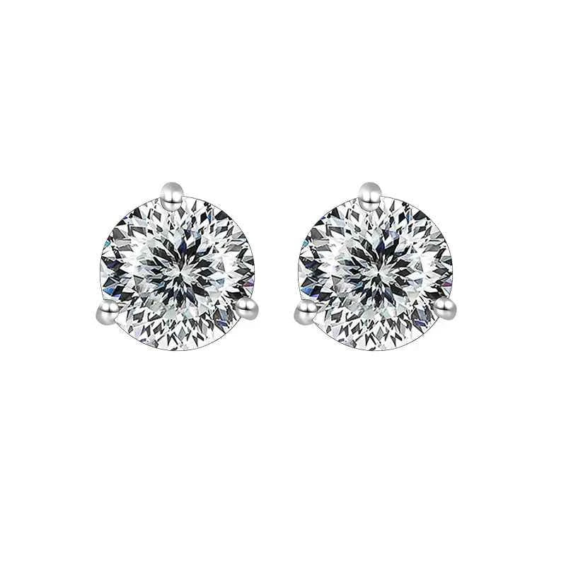 Brinco Moissanite Redondo 0.5ct/1ct – Prata 925 – Ponto de Luz Clássico – Todas as Cores
