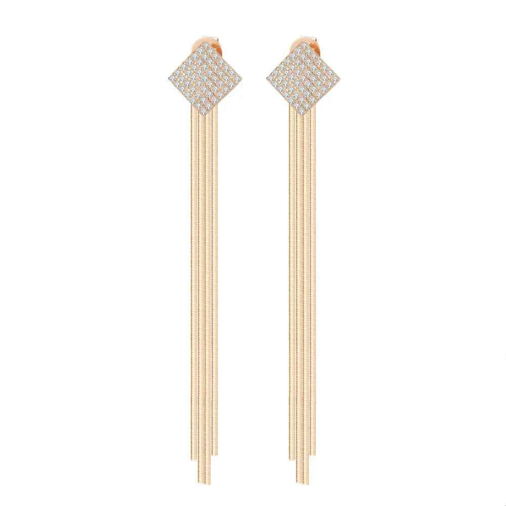 Brincos de Moissanite banho em Ouro 18k com Franja – D Color VVS1 em Prata 925 Certificada GRA – Monlí