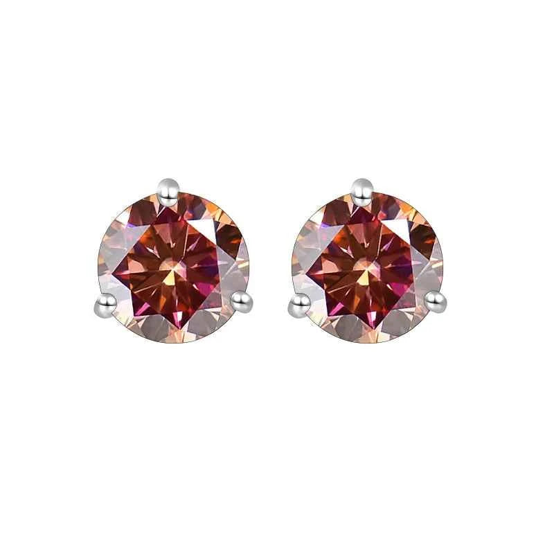 Brinco Moissanite Redondo 0.5ct/1ct – Prata 925 – Ponto de Luz Clássico – Todas as Cores