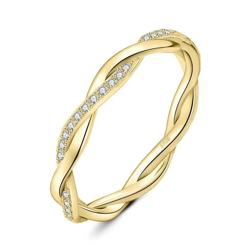 Anel Infinity Love de Moissanite Brilhante em Prata 925 com Banho em Ouro Amarelo ou Rosé, Moissanite Cor D VVS1 Certificada — Monlí