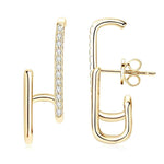 Brincos Geométricos de Moissanite Certificada em Prata 925 com Ouro Branco ou Ouro Amarelo