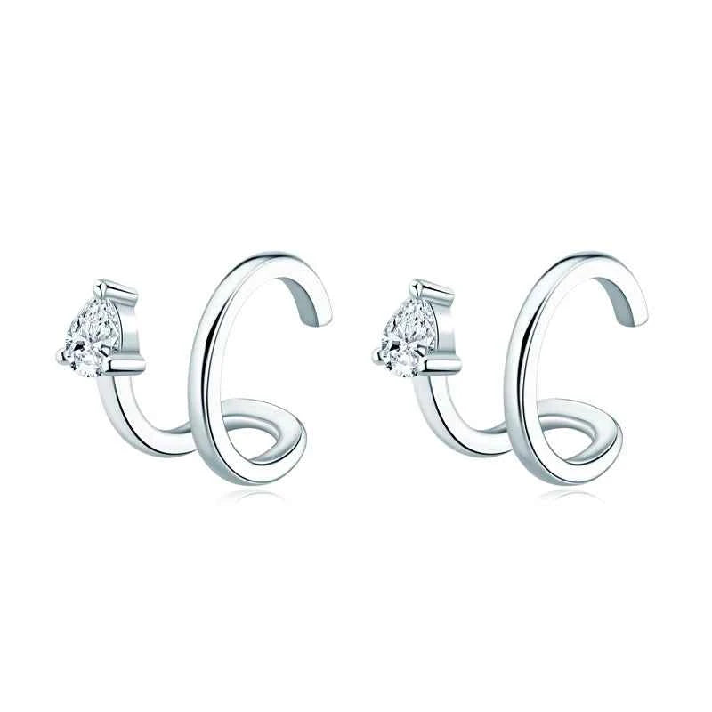 Brinco de Pressão Ear Cuff de Moissanite em Prata 925 Certificada — Design Sem Furo com Moissanite Cor D VVS1 — Monlí