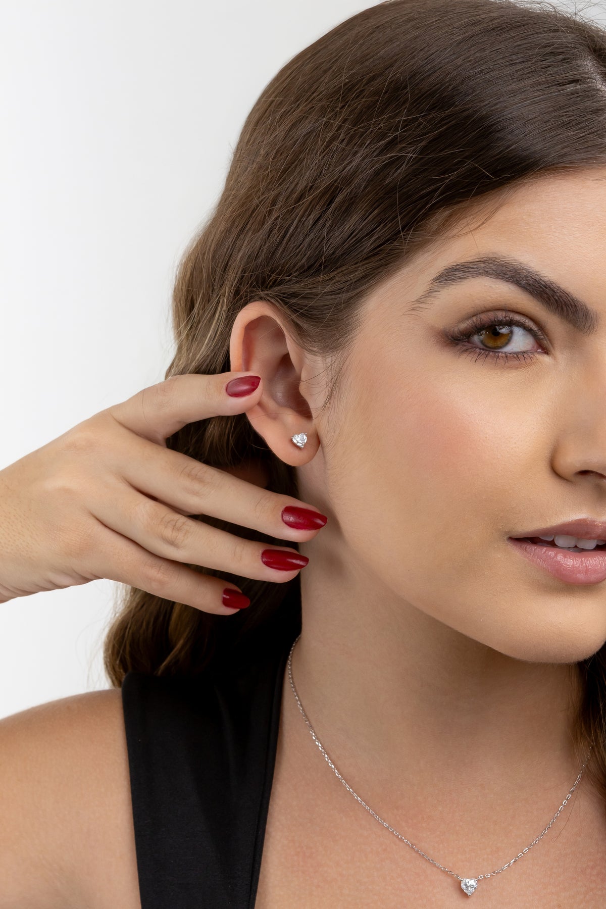 Brinco Coração Moissanite 1 Quilate em Prata 925 com Ródio - Monlí