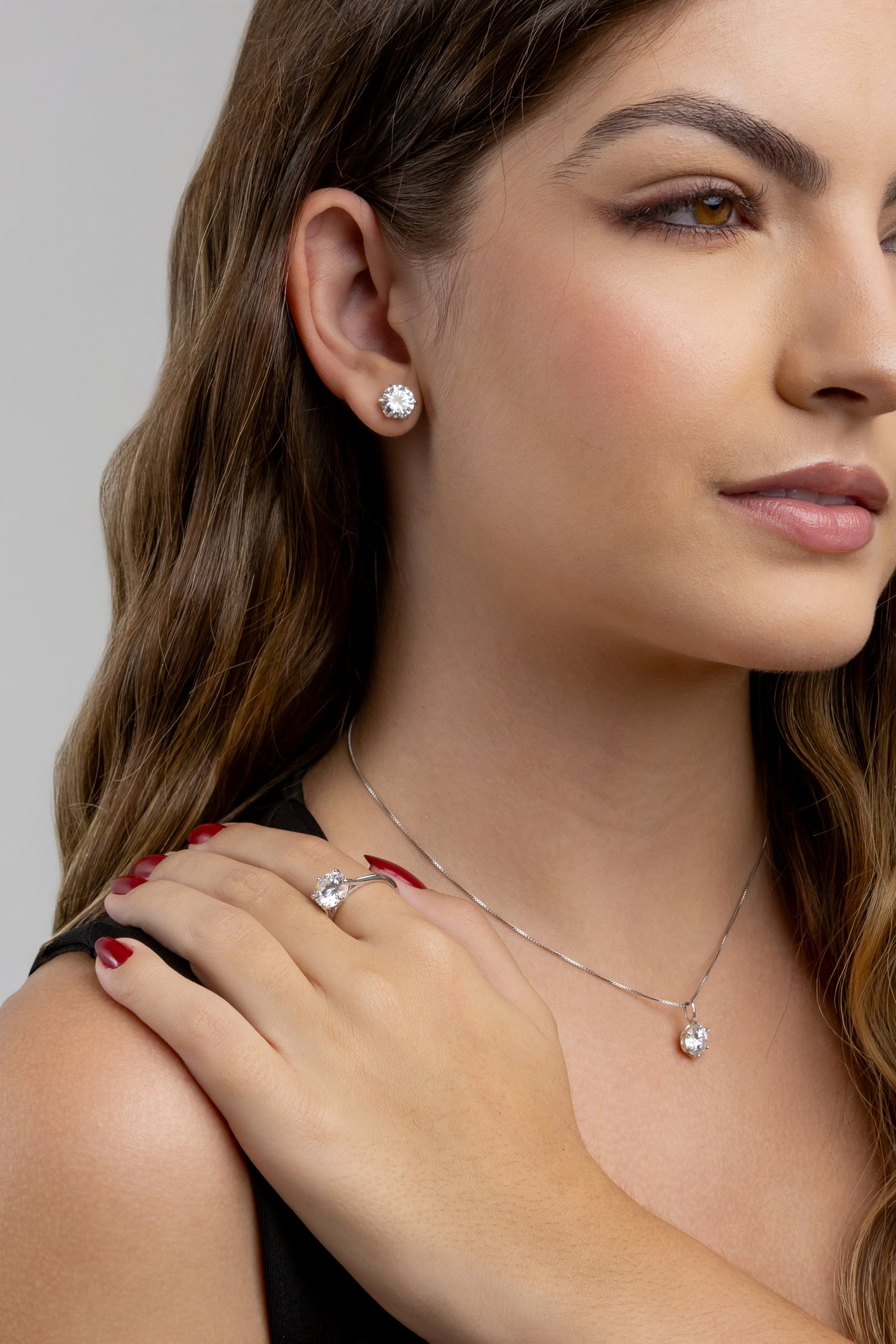 Conjunto 6 Garras Moissanite 6 Quilates em Prata 926 com Ródio - Monlí