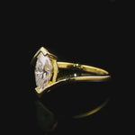 Anel Solitário de Moissanite Marquise Navette 1ct em Prata 925 Banhada a Ouro 18k, Design Clássico e Elegante, Moissanite Cor D VVS1 Certificada