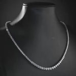 Colar Riviera de Moissanite Brilhante em Prata 925, Cravação de 3 Garras e Gradiente de Pedras Cor D VVS1 Certificada