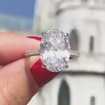 Anel de Moissanite 8ct em Prata 925 com Ródio - Moissanite Cor D VVS1 Certificada (14x10mm)